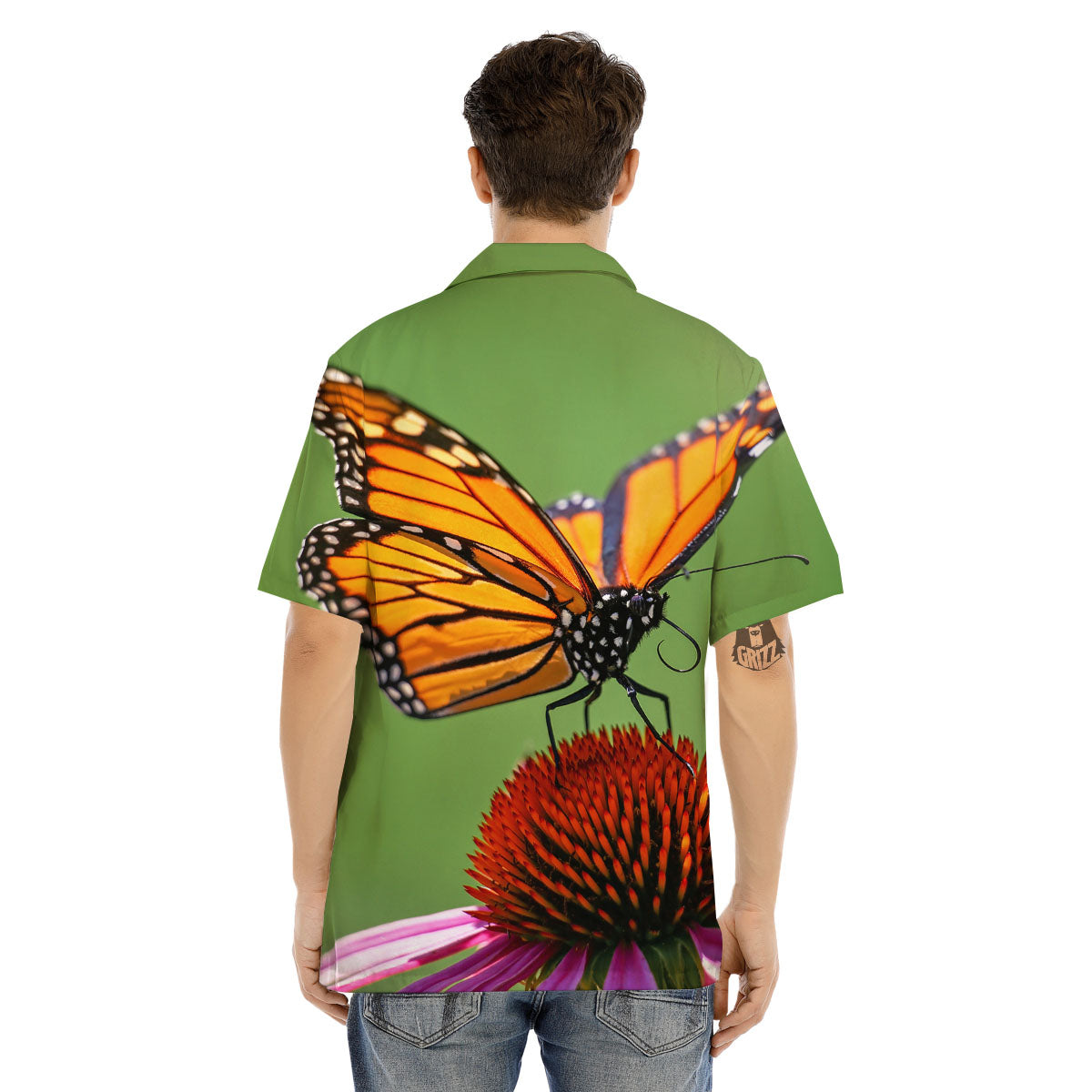 Butterfly Monarch Orange Print Men's Hawaiian Shirt-grizzshop