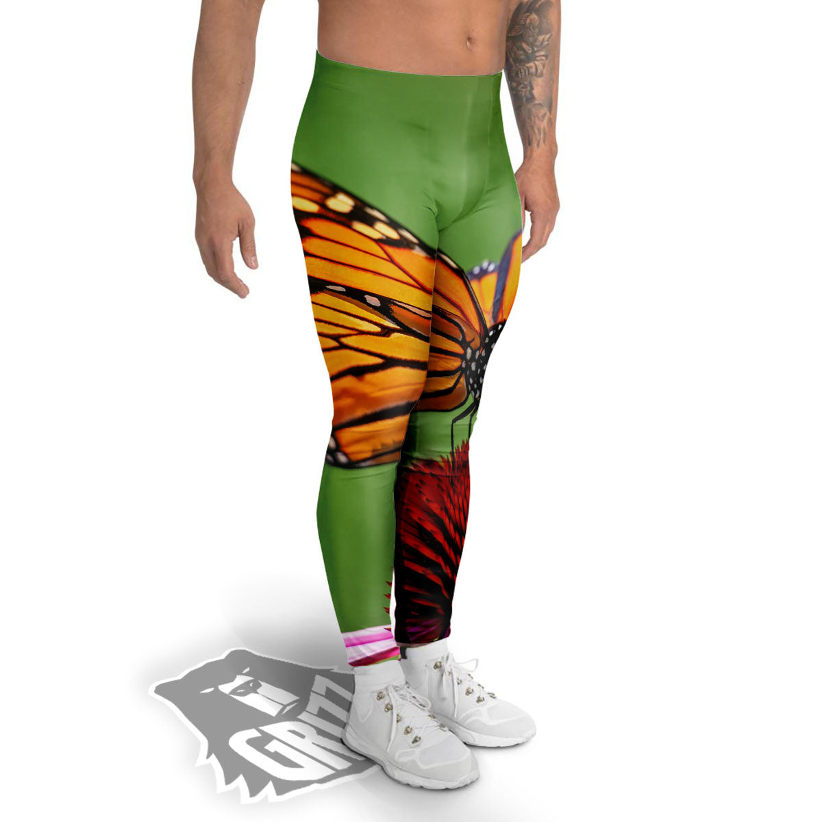 Butterfly Monarch Orange Print Men's Leggings-grizzshop