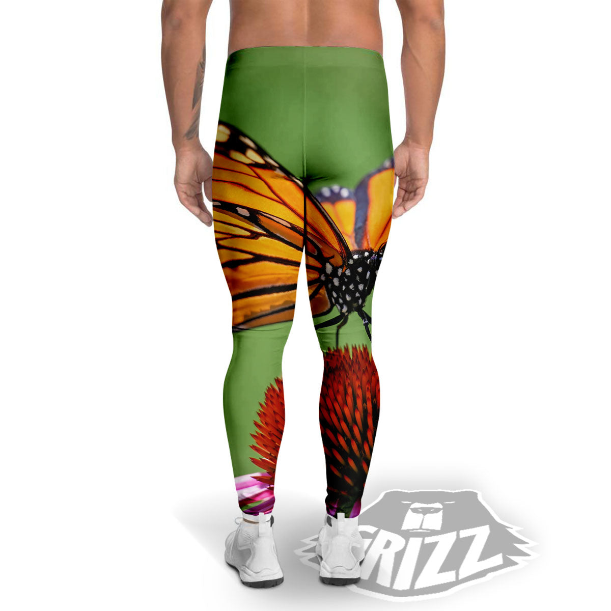 Butterfly Monarch Orange Print Men's Leggings-grizzshop