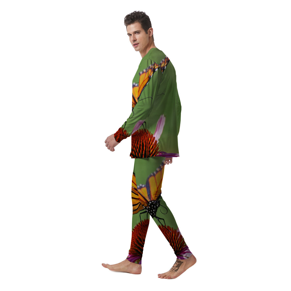Butterfly Monarch Orange Print Men's Pajamas-grizzshop