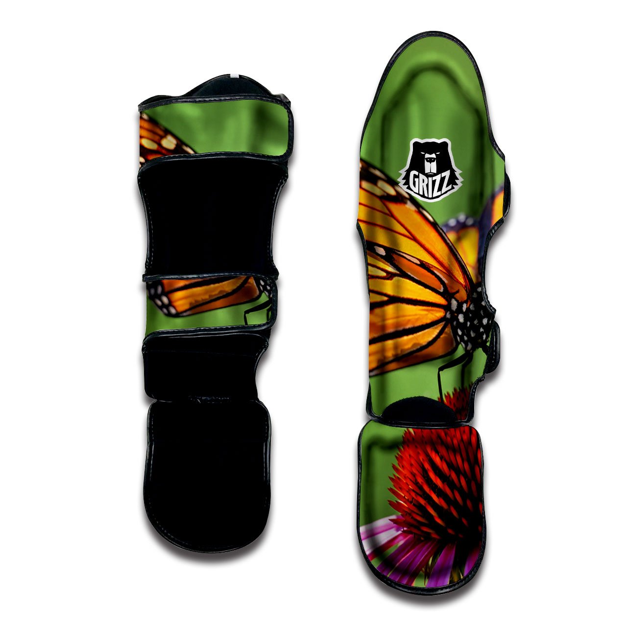 Butterfly Monarch Orange Print Muay Thai Shin Guards-grizzshop