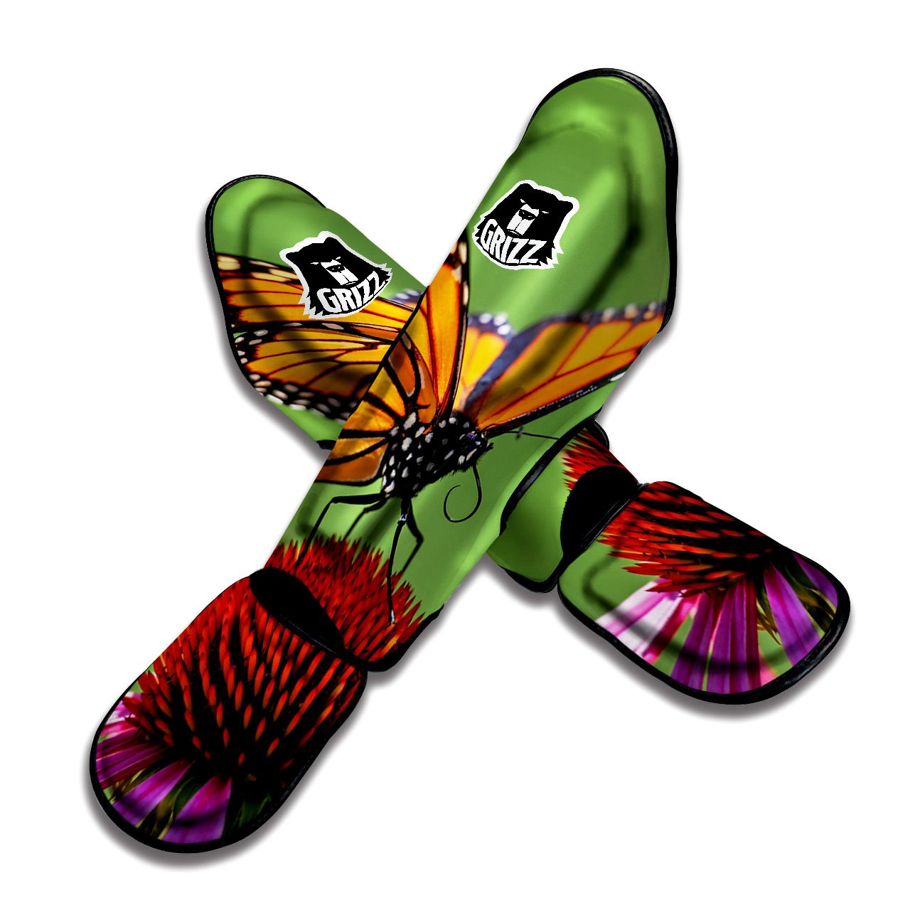 Butterfly Monarch Orange Print Muay Thai Shin Guards-grizzshop