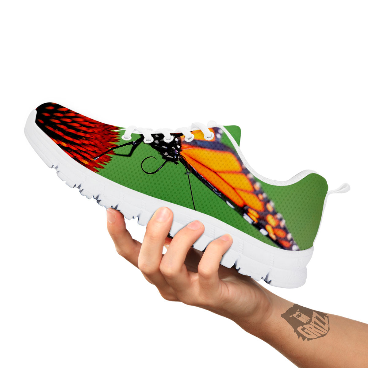 Butterfly Monarch Orange Print White Sneaker-grizzshop