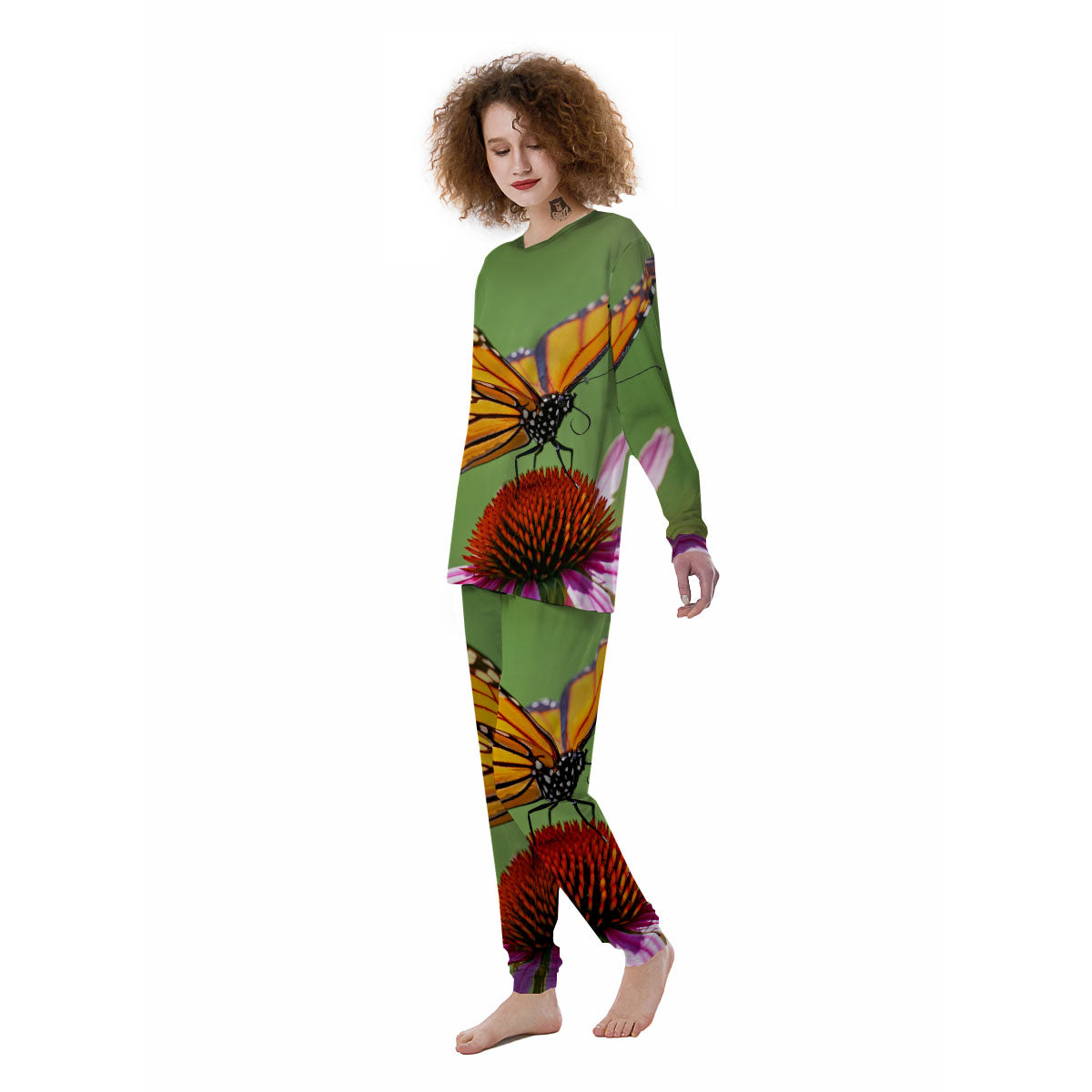 Butterfly Monarch Orange Print Women's Pajamas-grizzshop