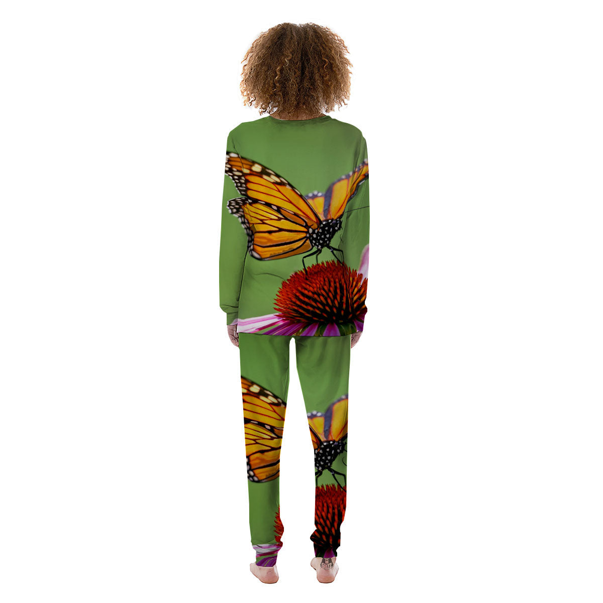 Butterfly Monarch Orange Print Women's Pajamas-grizzshop