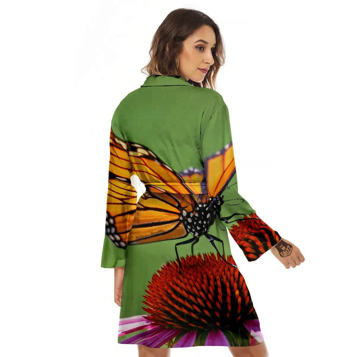 Butterfly Monarch Orange Print Women's Robe-grizzshop