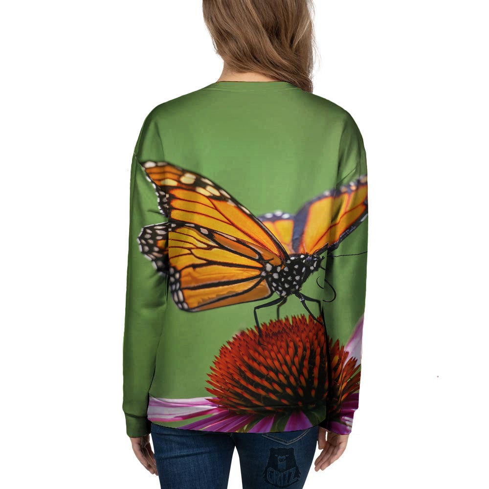 Butterfly Monarch Orange Print Women's Sweatshirt-grizzshop