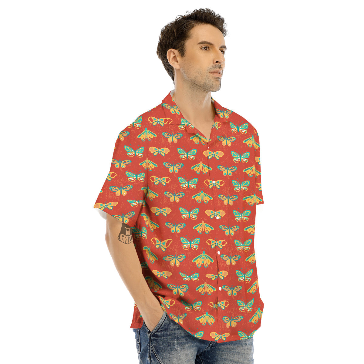 Butterfly Monarch Vintage Print Pattern Men's Hawaiian Shirt-grizzshop