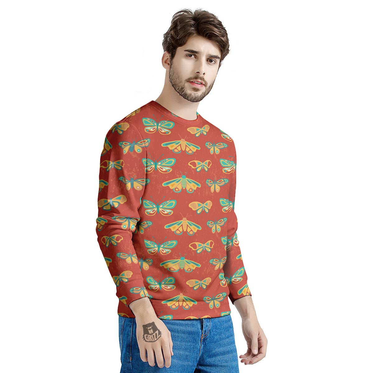 Butterfly Monarch Vintage Print Pattern Men's Sweatshirt-grizzshop