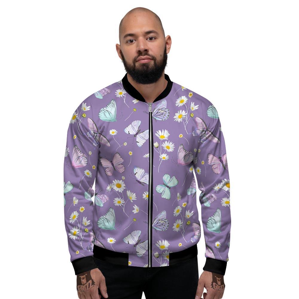 Butterfly Spring Print Pattern Men's Bomber Jacket-grizzshop