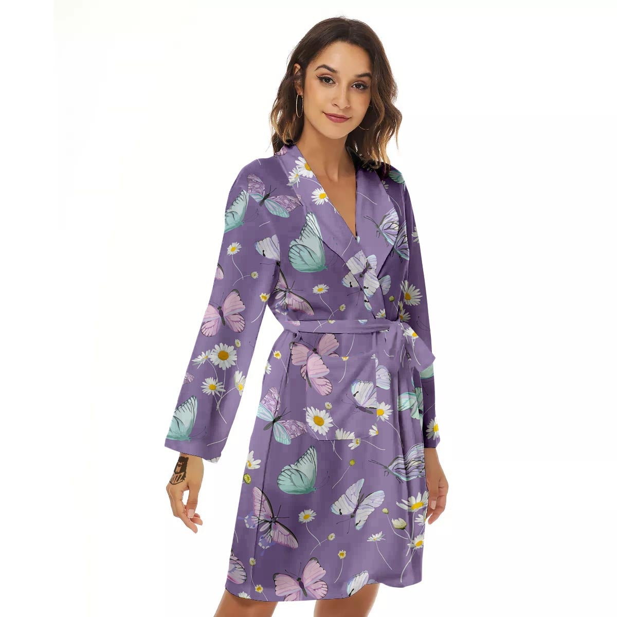 Butterfly Spring Print Pattern Women's Robe-grizzshop