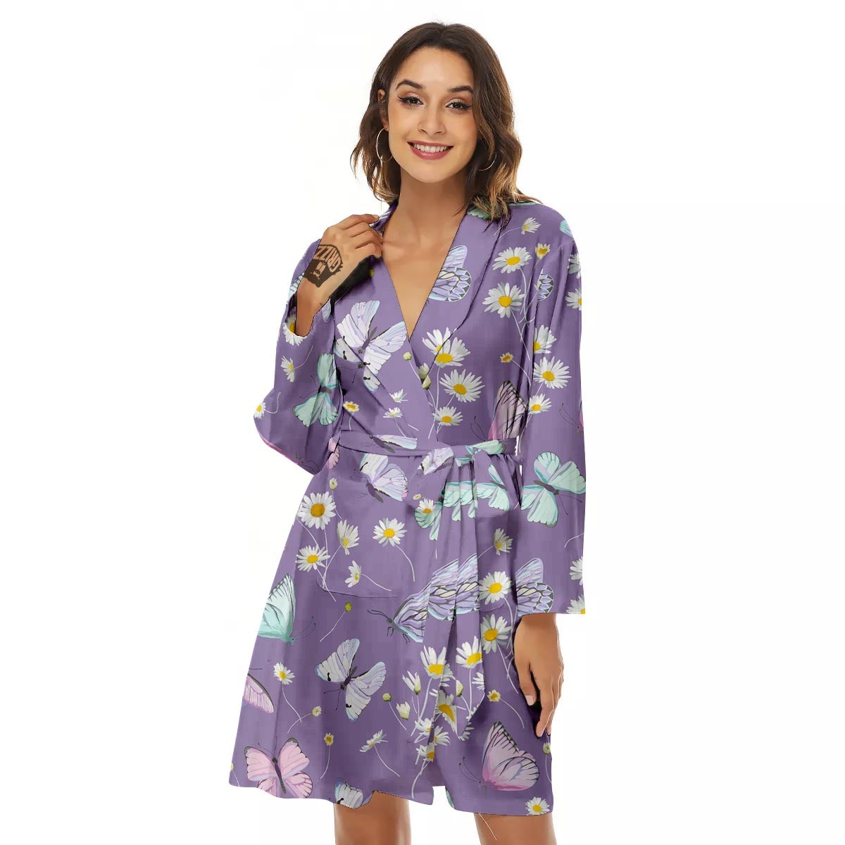 Butterfly Spring Print Pattern Women's Robe-grizzshop