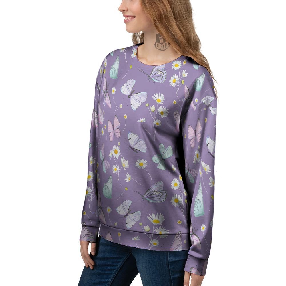 Butterfly Spring Print Pattern Women's Sweatshirt-grizzshop