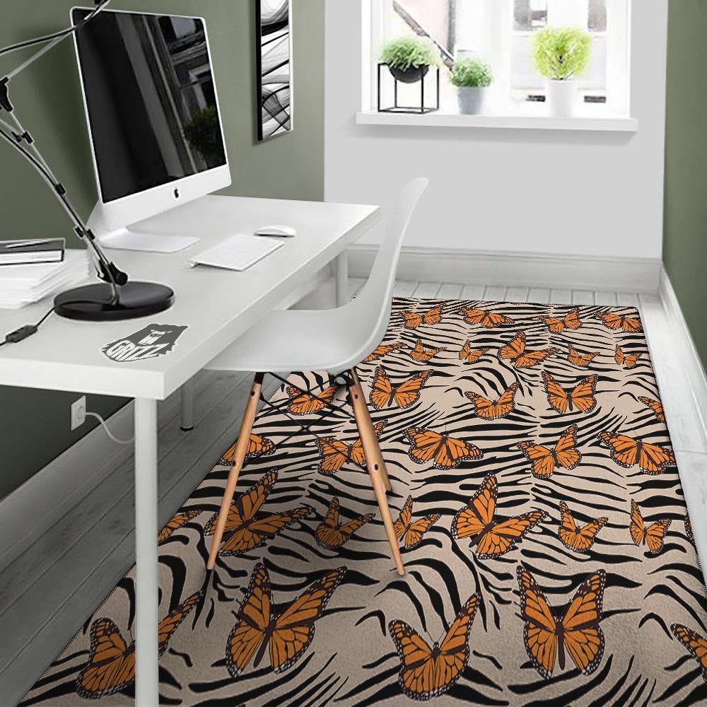 Butterfly Tiger Monarch Print Pattern Floor Mat-grizzshop