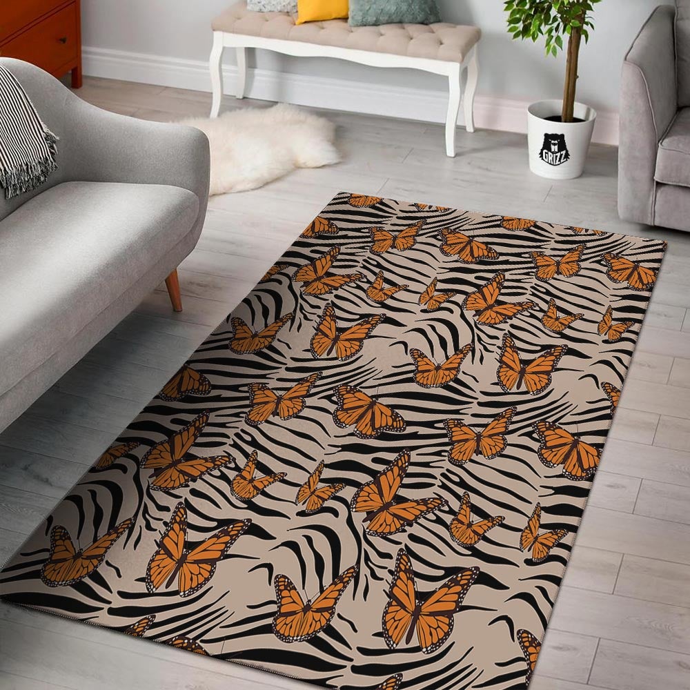 Butterfly Tiger Monarch Print Pattern Floor Mat-grizzshop