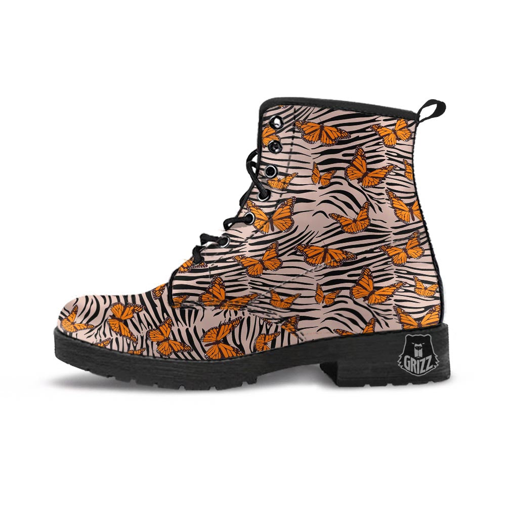Butterfly Tiger Monarch Print Pattern Leather Boots-grizzshop
