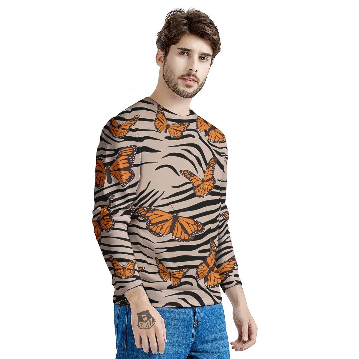 Butterfly Tiger Monarch Print Pattern Men's Sweatshirt-grizzshop
