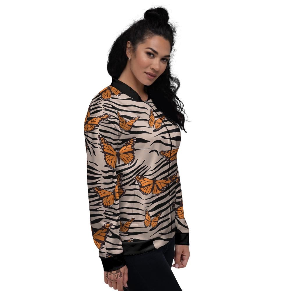 Butterfly Tiger Monarch Print Pattern Women's Bomber Jacket-grizzshop