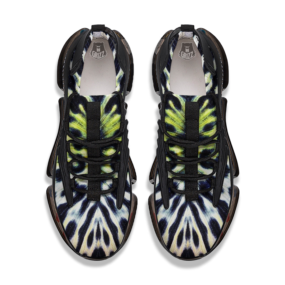 Butterfly Wing Skin Black White And Green Print Black Gym Shoes-grizzshop