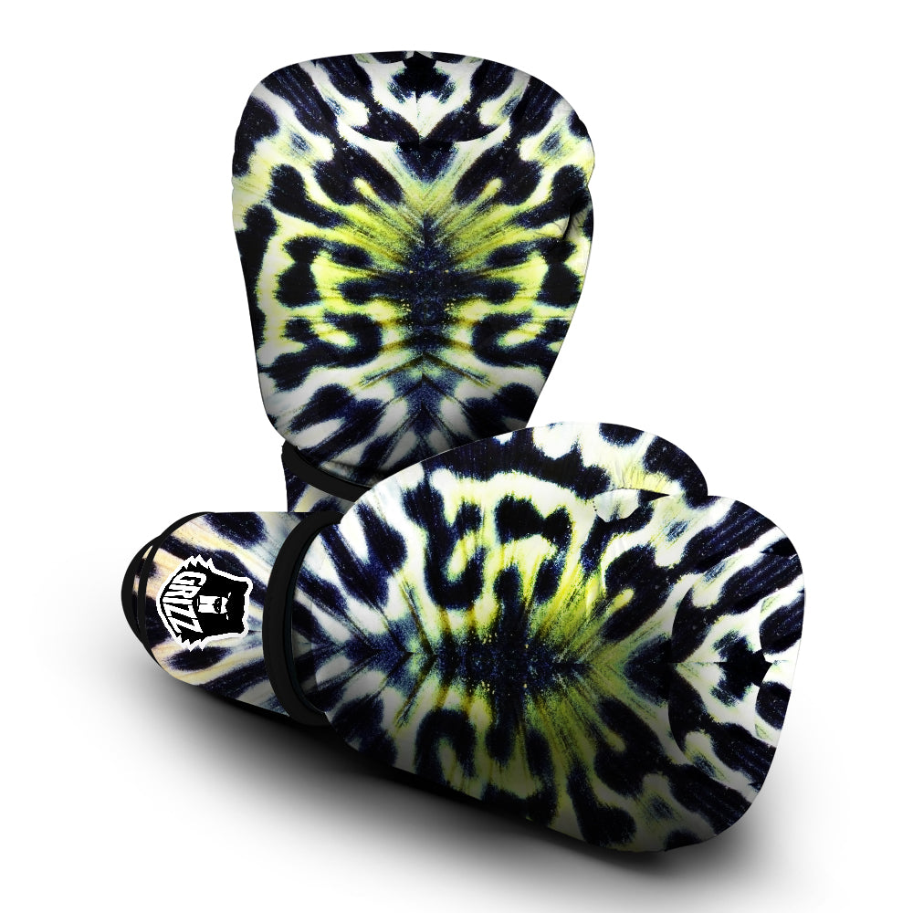 Butterfly Wing Skin Black White And Green Print Boxing Gloves-grizzshop