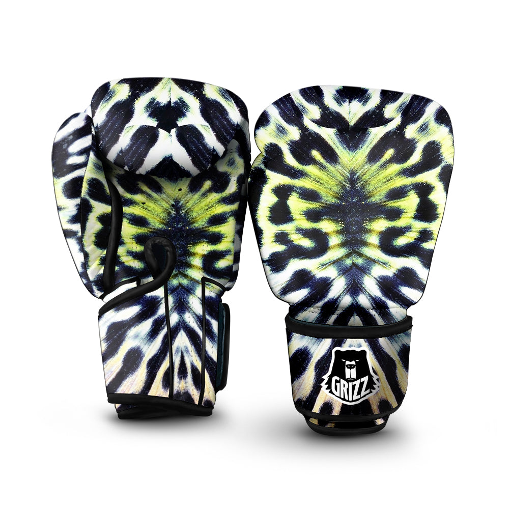 Butterfly Wing Skin Black White And Green Print Boxing Gloves-grizzshop