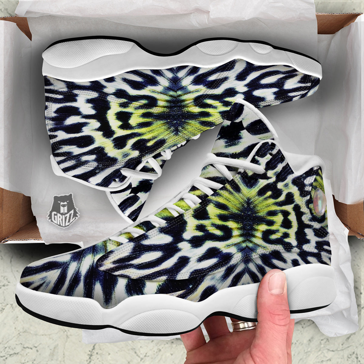 Butterfly Wing Skin Black White And Green Print White Basketball Shoes-grizzshop