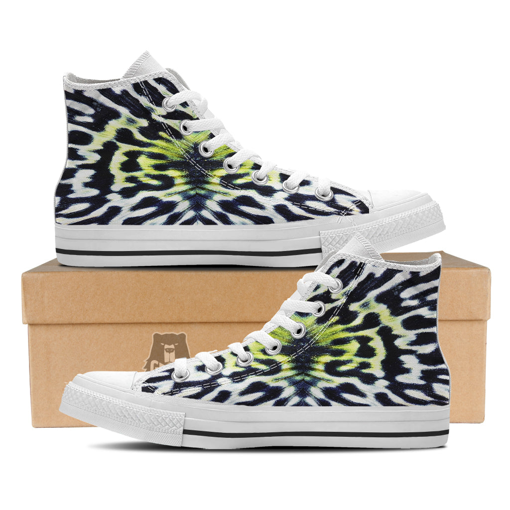 Butterfly Wing Skin Black White And Green Print White High Top Shoes-grizzshop