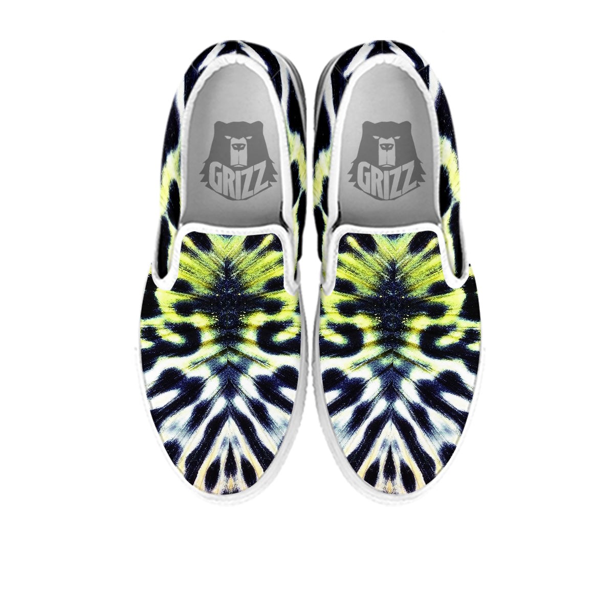 Butterfly Wing Skin Black White And Green Print White Slip On Shoes-grizzshop