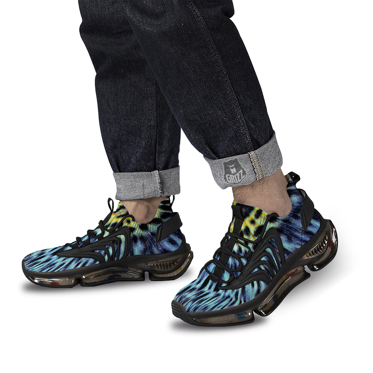 Butterfly Wing Skin Blue Print Black Gym Shoes-grizzshop