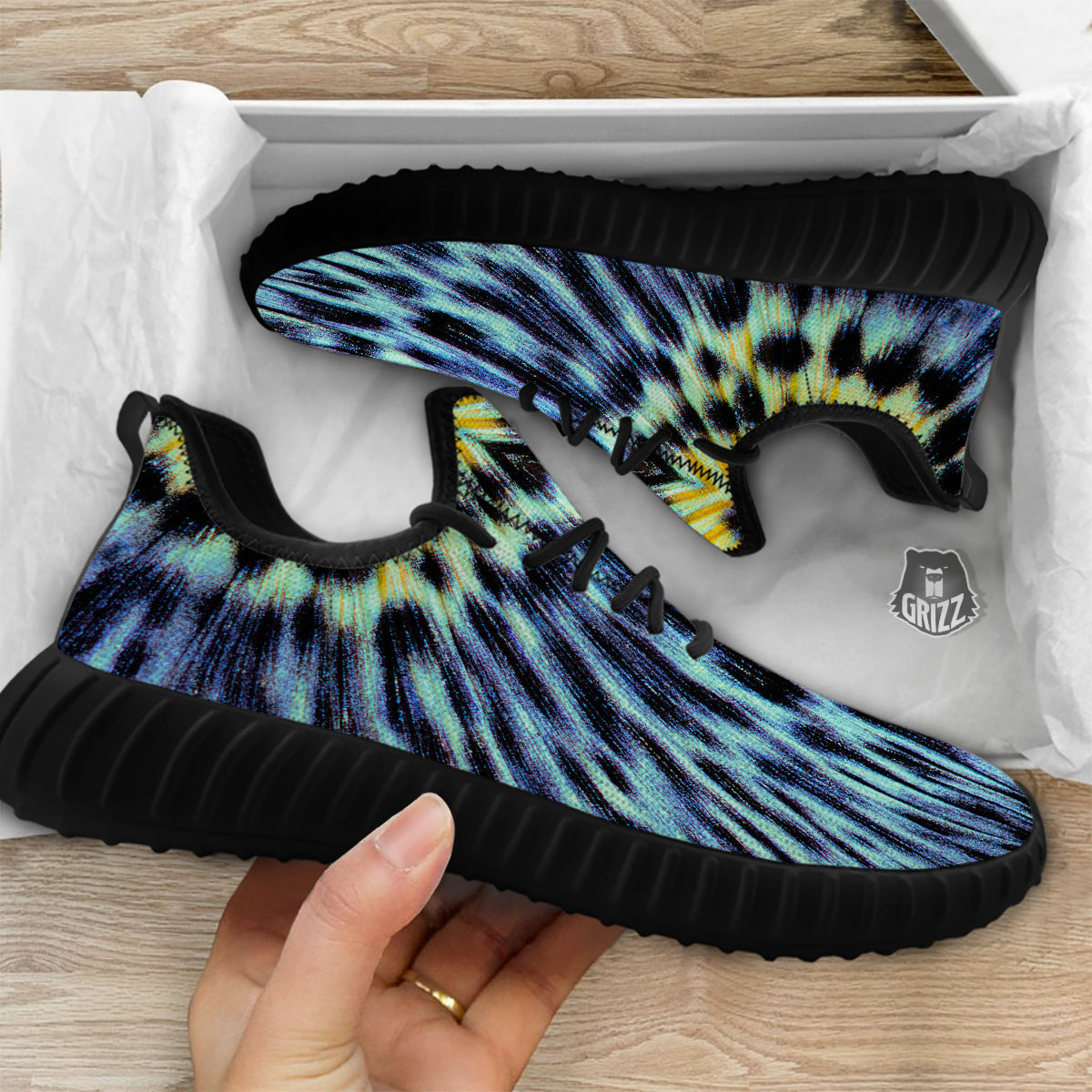 Butterfly Wing Skin Blue Print Black Walking Shoes-grizzshop
