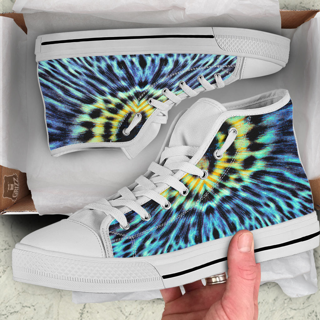 Butterfly Wing Skin Blue Print White High Top Shoes-grizzshop