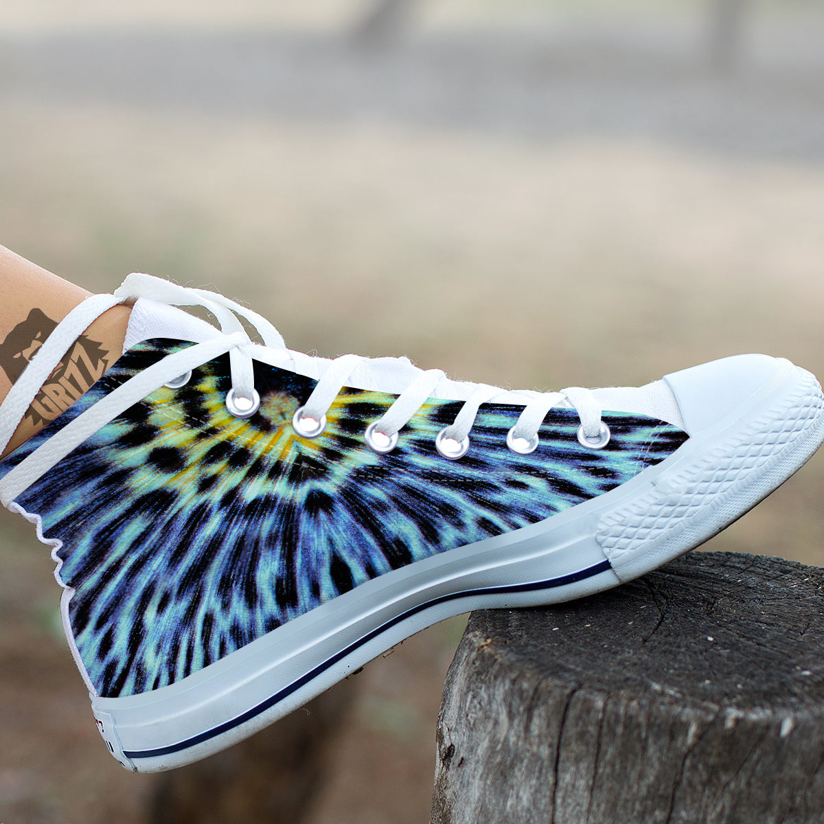 Butterfly Wing Skin Blue Print White High Top Shoes-grizzshop