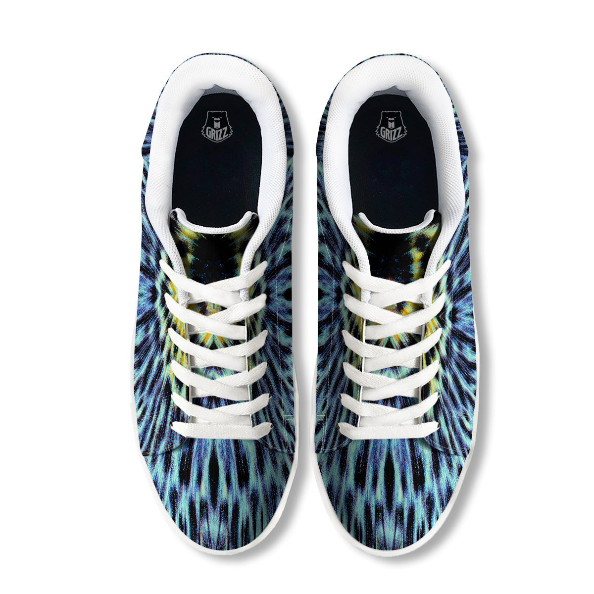 Butterfly Wing Skin Blue Print White Low Top Sneakers-grizzshop