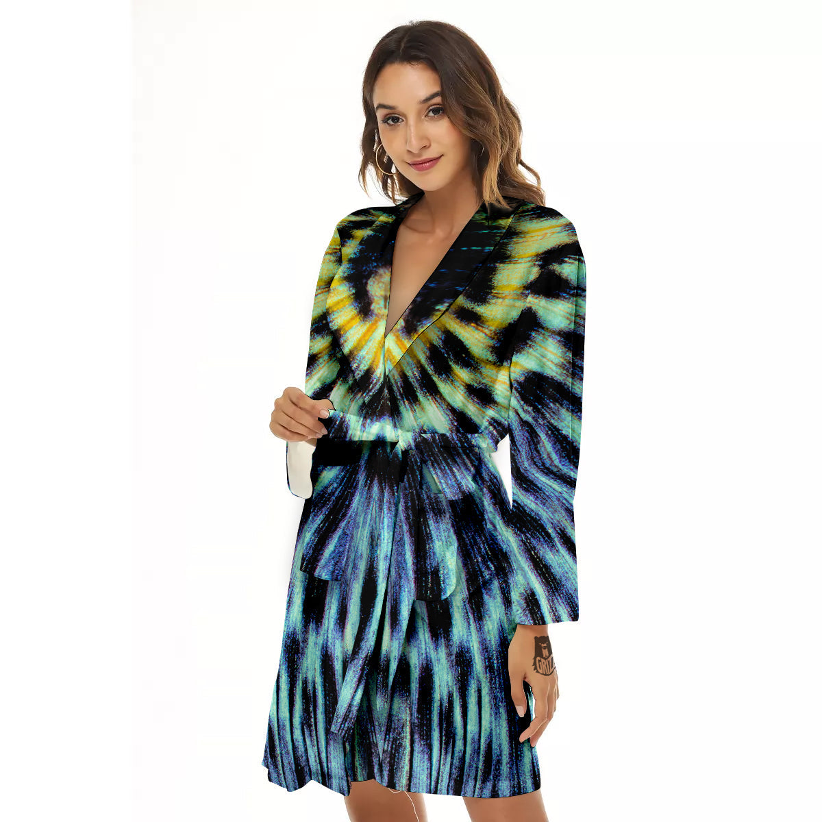 Butterfly Wing Skin Blue Print Women's Robe-grizzshop