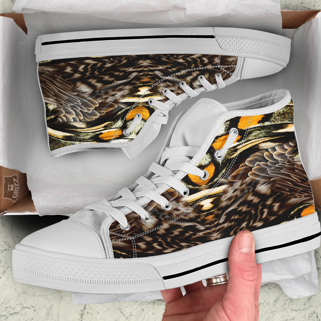 Butterfly Wing Skin Dark And Orange Print White High Top Shoes-grizzshop