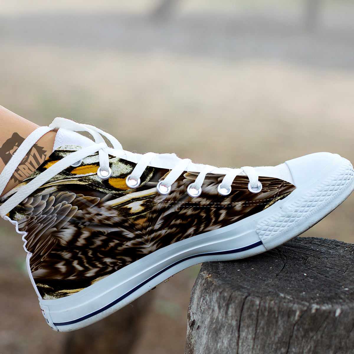 Butterfly Wing Skin Dark And Orange Print White High Top Shoes-grizzshop