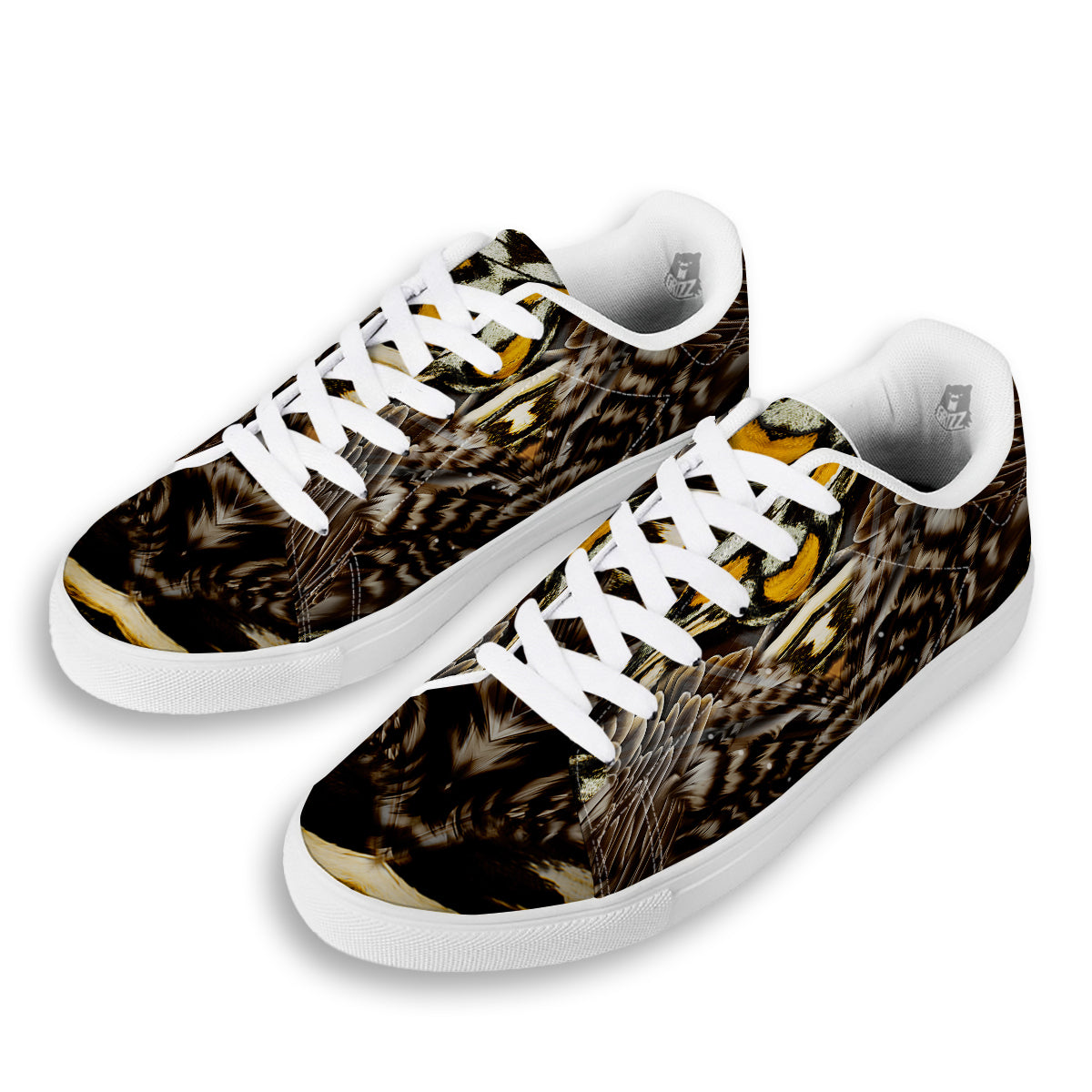 Butterfly Wing Skin Dark And Orange Print White Low Top Sneakers-grizzshop