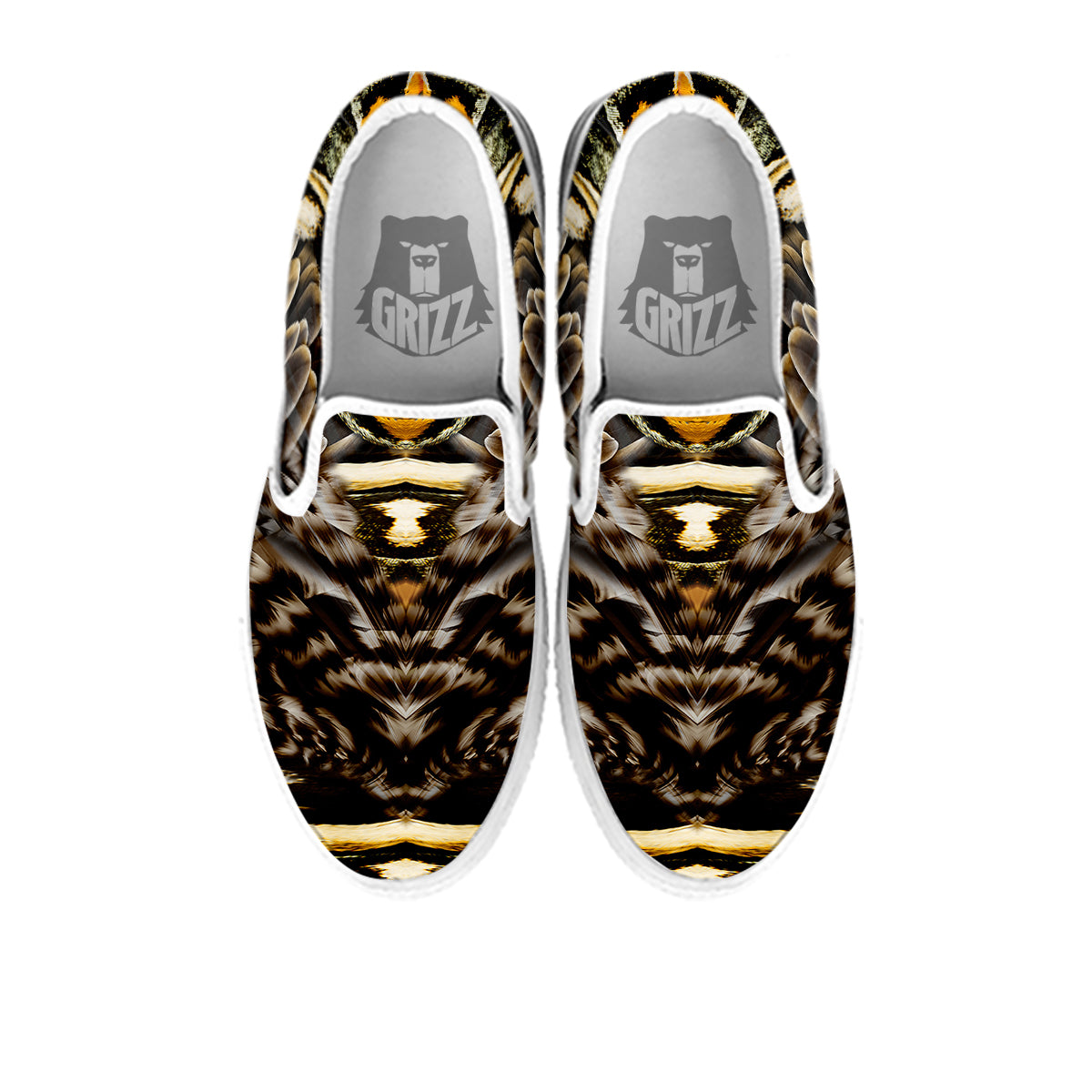 Butterfly Wing Skin Dark And Orange Print White Slip On Shoes-grizzshop