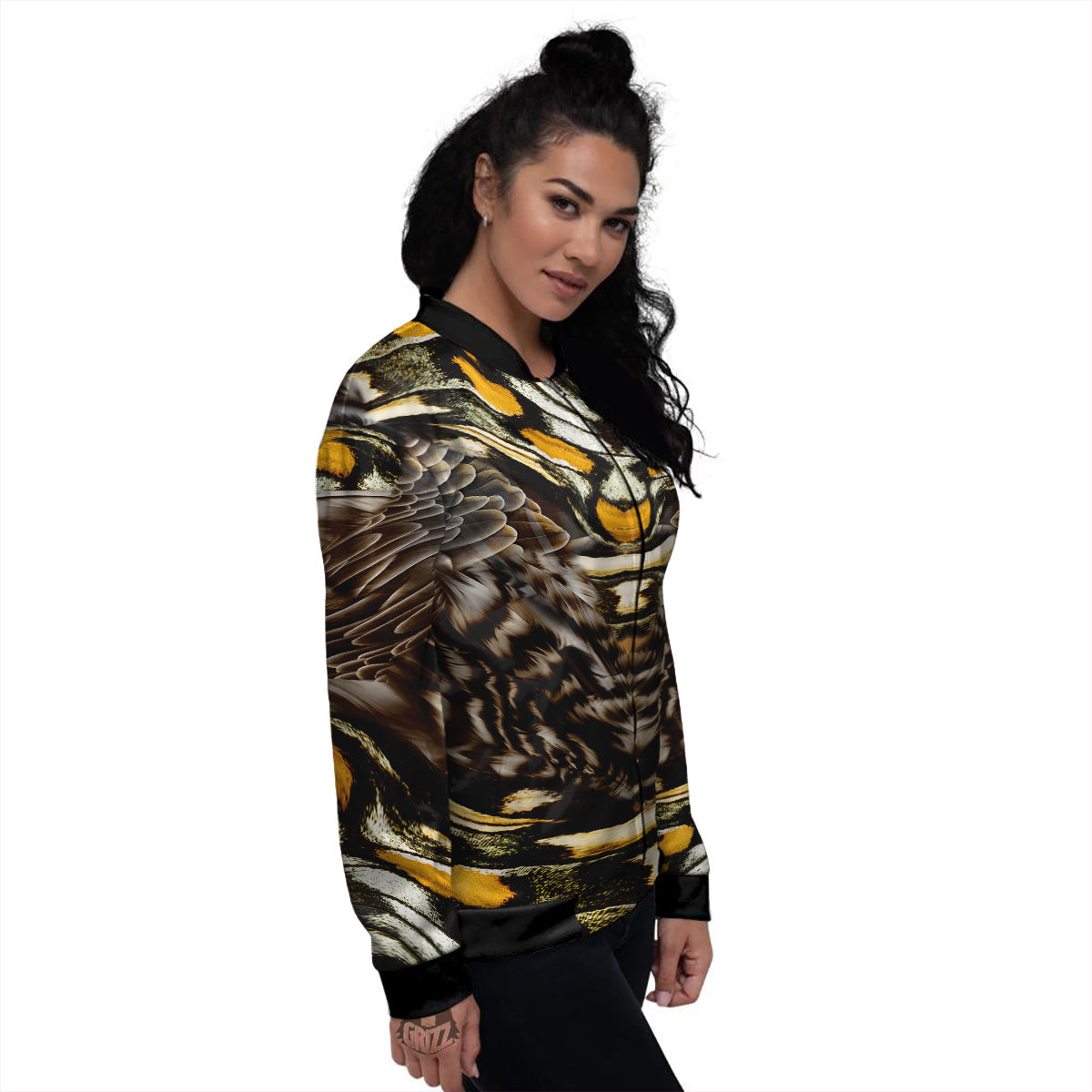 Butterfly Wing Skin Dark And Orange Print Women's Bomber Jacket-grizzshop