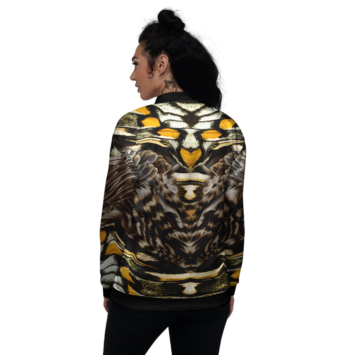Butterfly Wing Skin Dark And Orange Print Women's Bomber Jacket-grizzshop