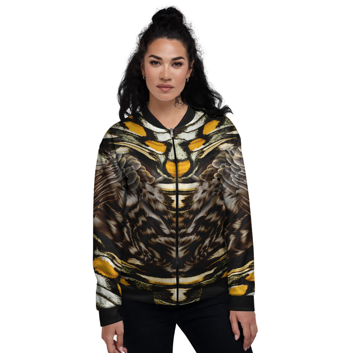Butterfly Wing Skin Dark And Orange Print Women's Bomber Jacket-grizzshop