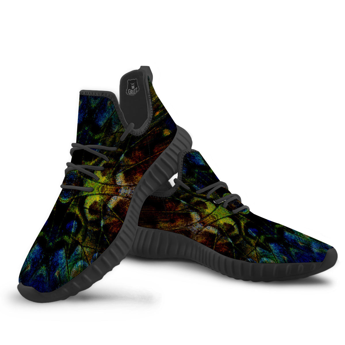 Butterfly Wing Skin Dark Print Black Walking Shoes-grizzshop
