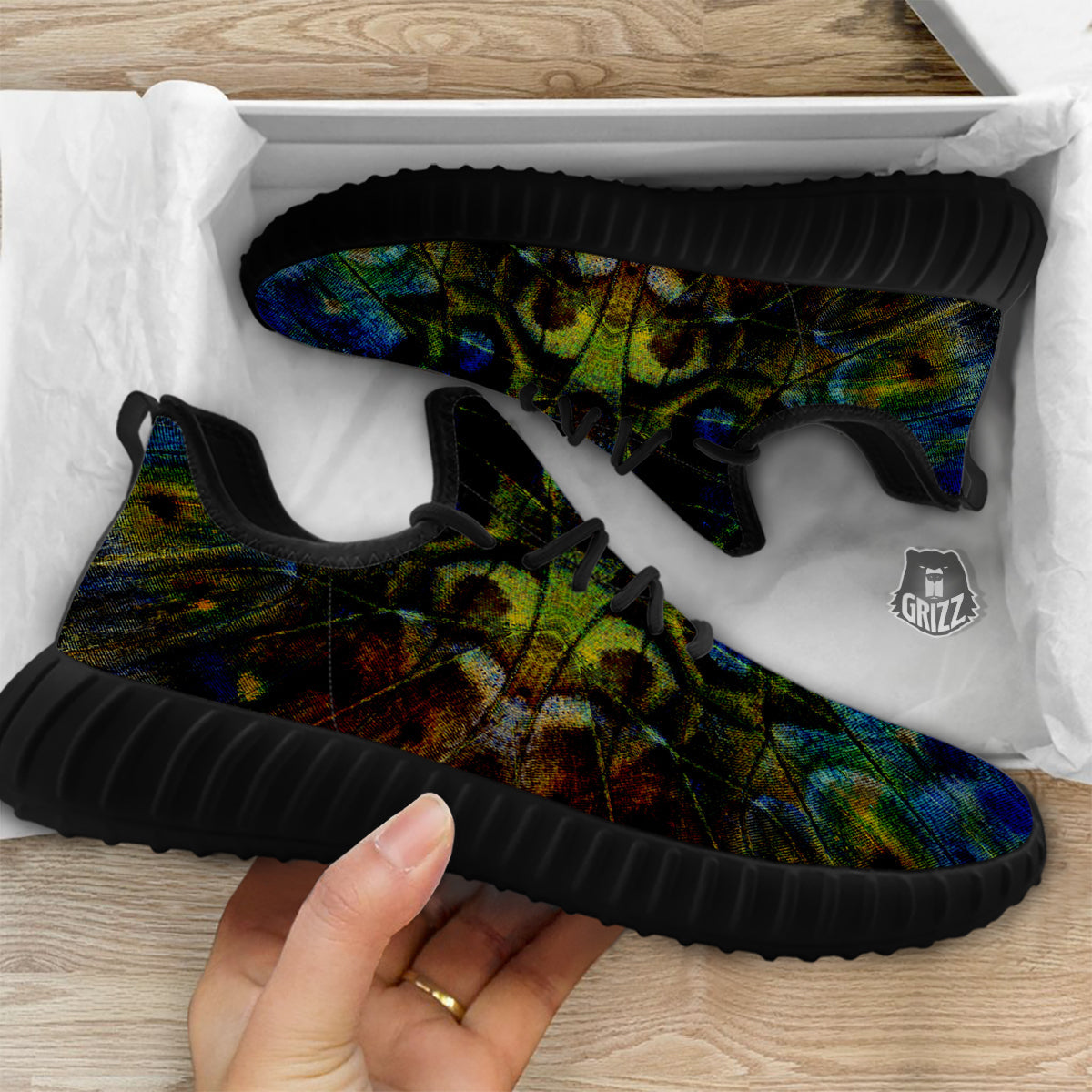 Butterfly Wing Skin Dark Print Black Walking Shoes-grizzshop