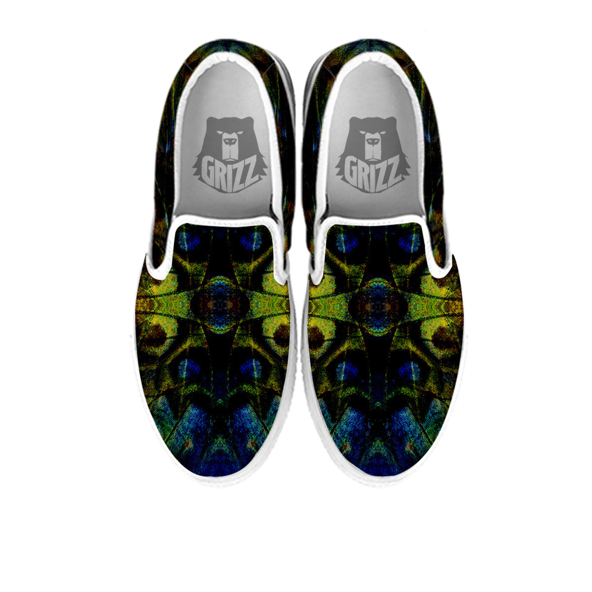 Butterfly Wing Skin Dark Print White Slip On Shoes-grizzshop