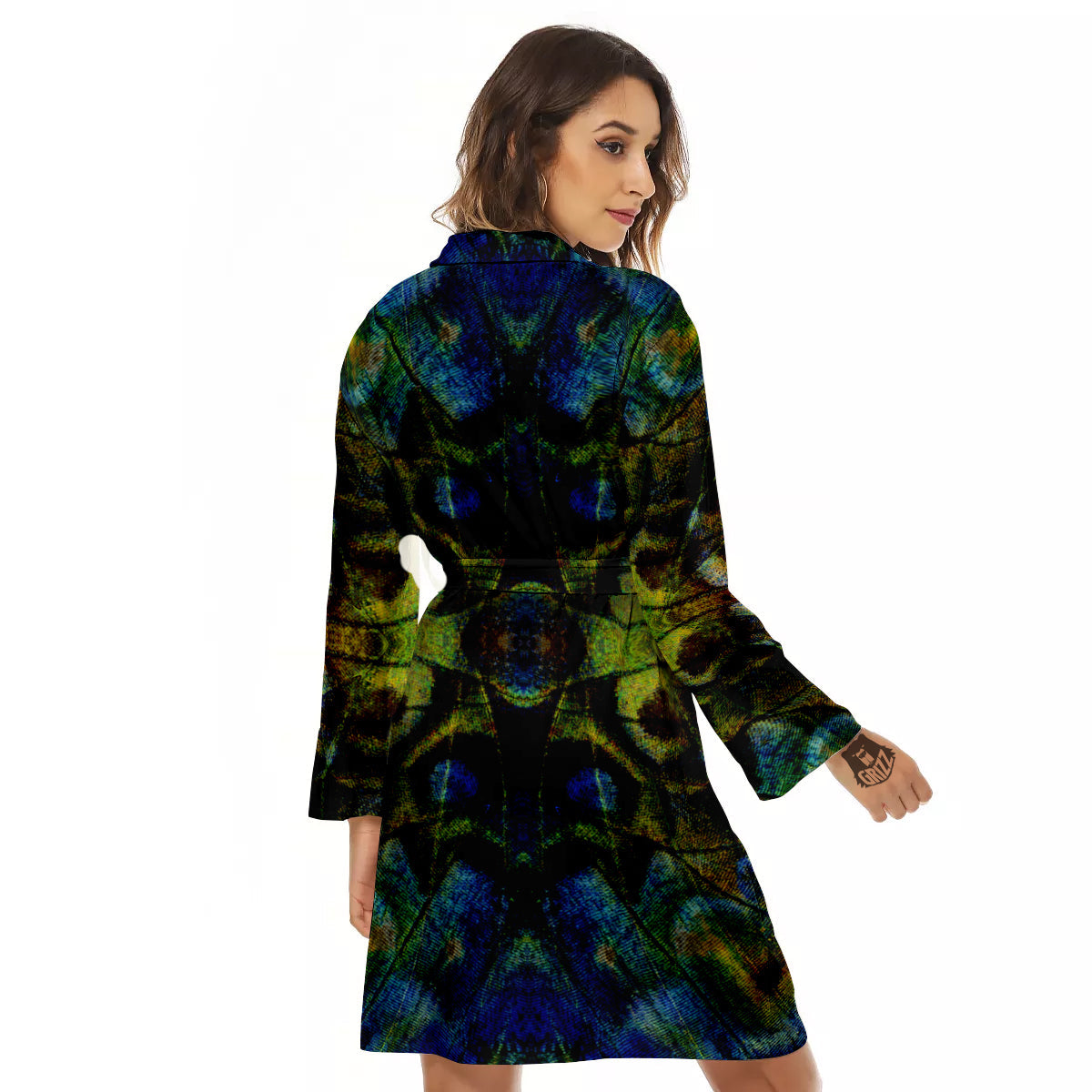 Butterfly Wing Skin Dark Print Women's Robe-grizzshop
