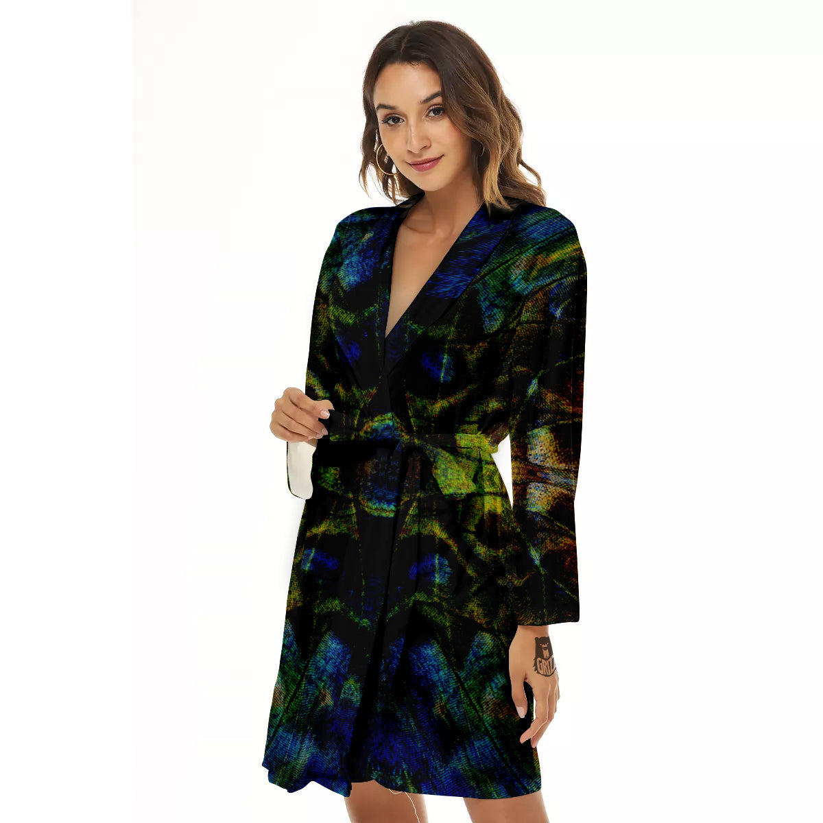 Butterfly Wing Skin Dark Print Women's Robe-grizzshop
