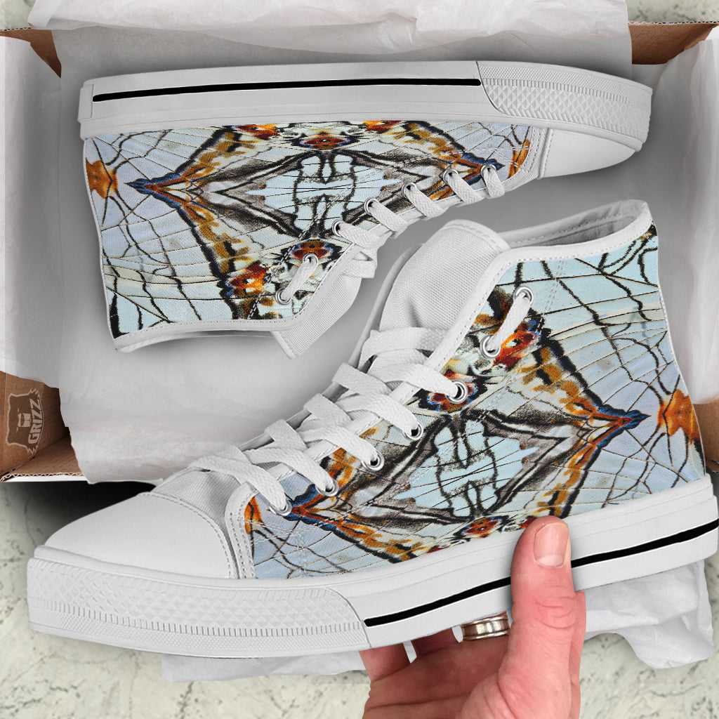 Butterfly Wing Skin Grey Print White High Top Shoes-grizzshop