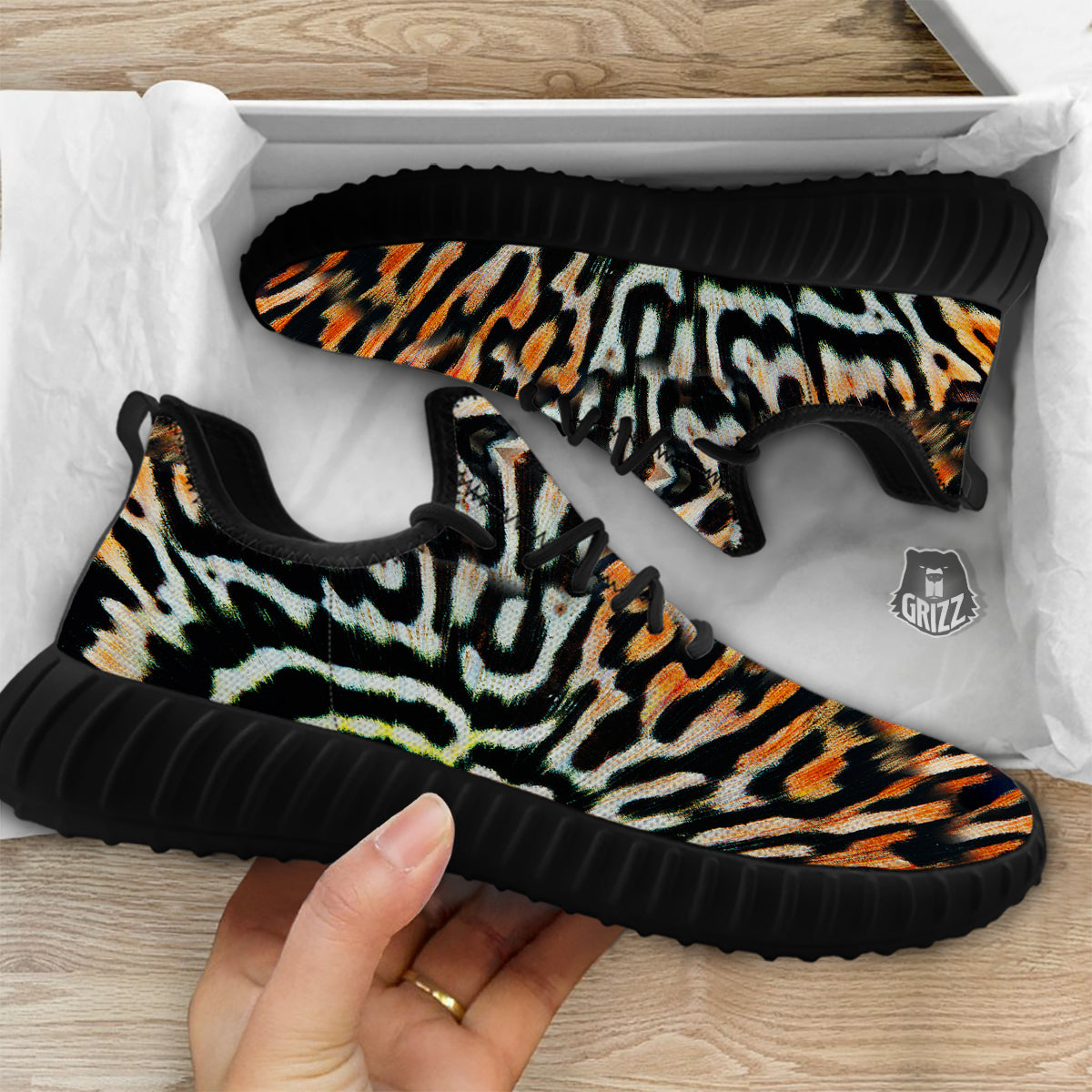 Butterfly Wing Skin Orage Print Black Walking Shoes-grizzshop