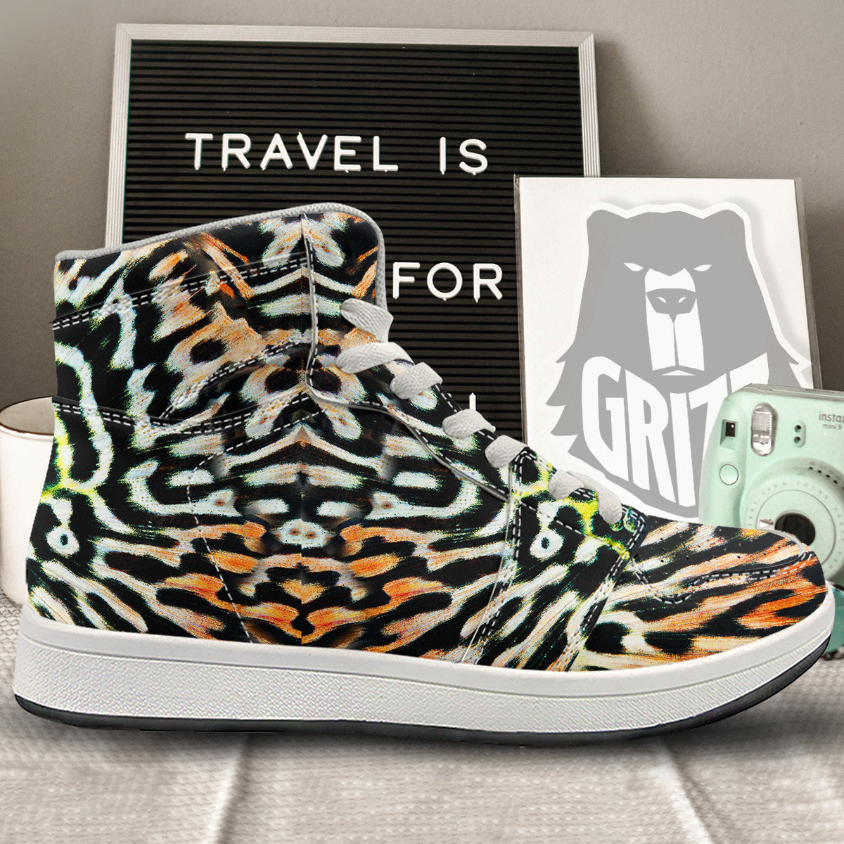 Butterfly Wing Skin Orage Print High Top Sneakers-grizzshop