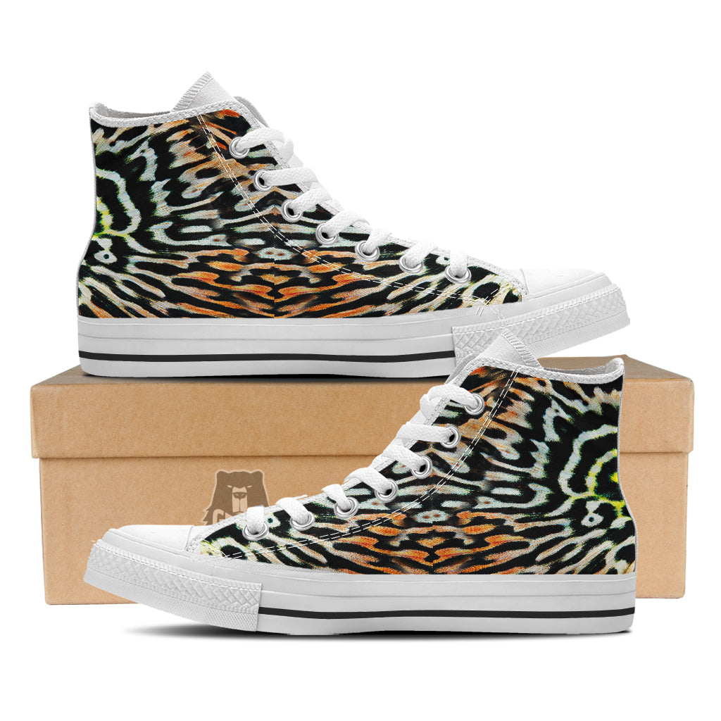 Butterfly Wing Skin Orage Print White High Top Shoes-grizzshop